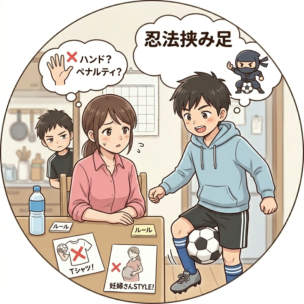 ボールを足に挟むサッカー少年のイメージ